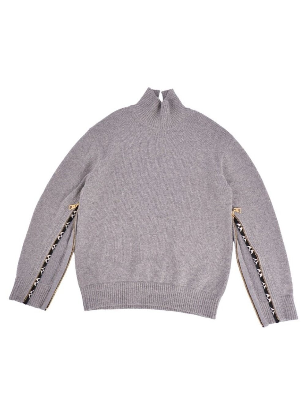 Louis Vuitton Knit Sweater Long Sleeve Monogram Top Cashmere Cotton Gray XS